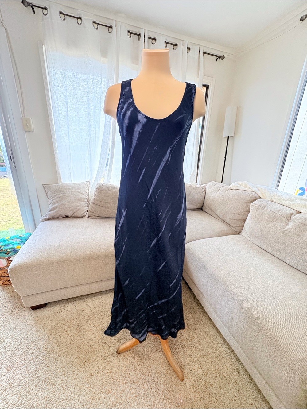 Beautiful dress by Graham & Spencer silky navy slate streaked Garment